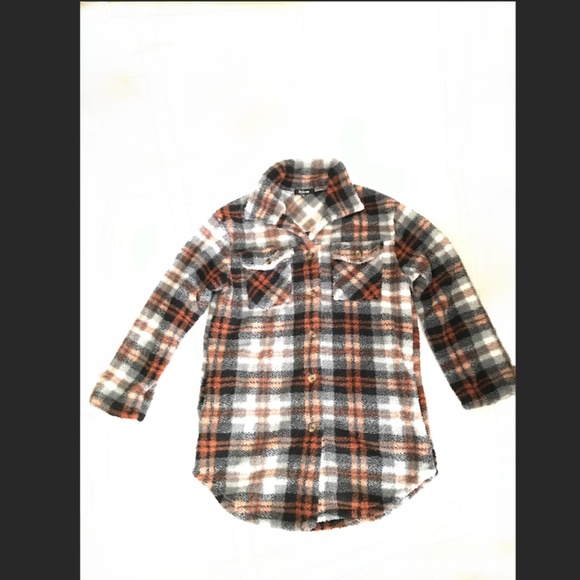 Brown plaid Style One fleece jacket - Picture 2 of 9